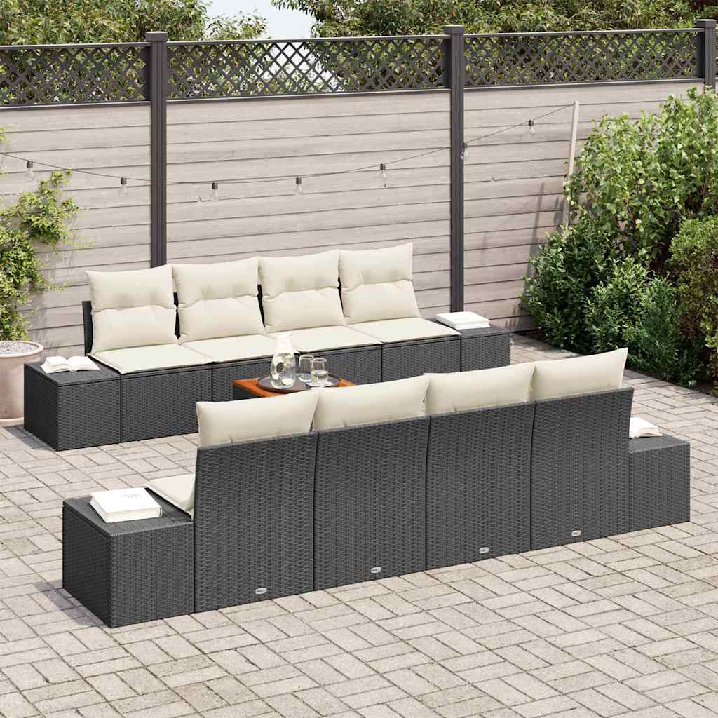 Gartensofa-set 9 Stk. Schwarz Poly-Rattan