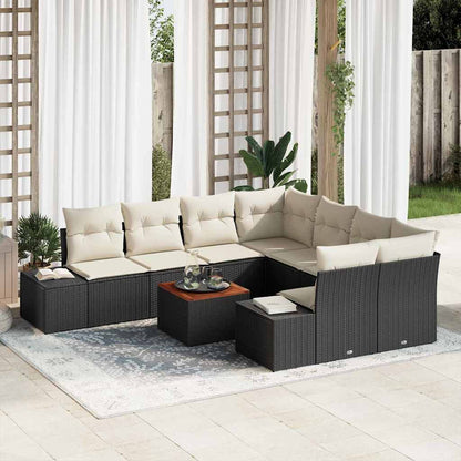 Gartensofa-set 9 stk. Schwarz Poly-Rattan