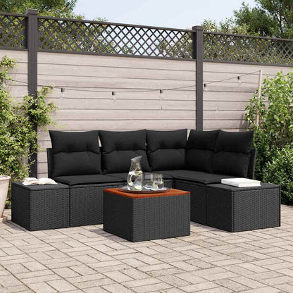 Gartensofa-set 5 stk. Schwarz Poly-Rattan