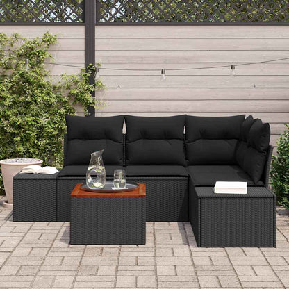 Gartensofa-set 5 stk. Schwarz Poly-Rattan