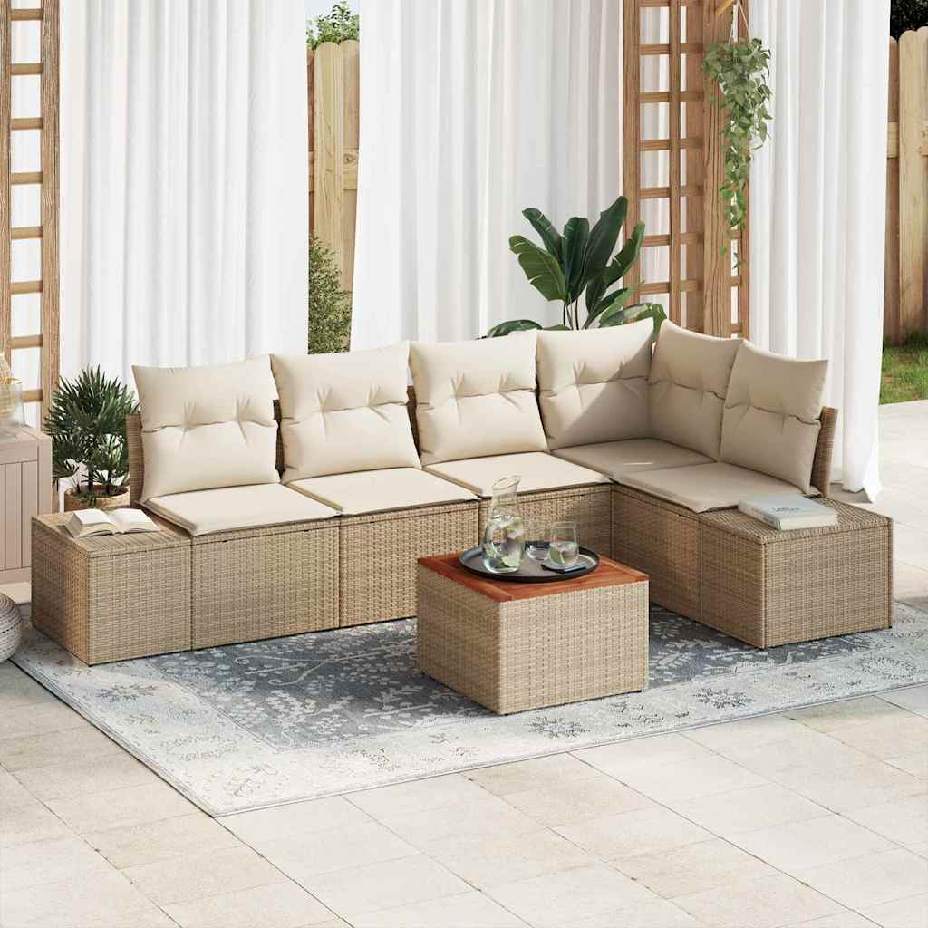 Gartensofa-set 6 stk. Beige Poly-Rattan