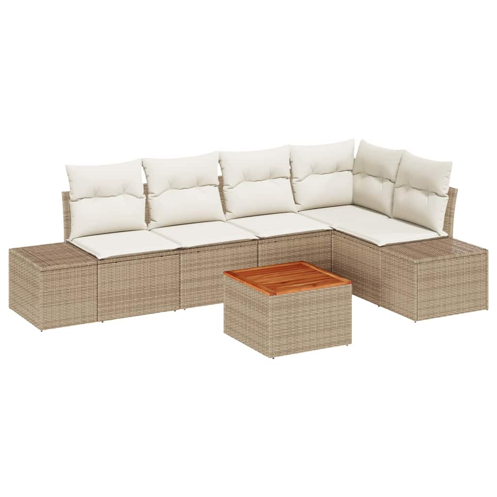 Gartensofa-set 6 stk. Beige Poly-Rattan