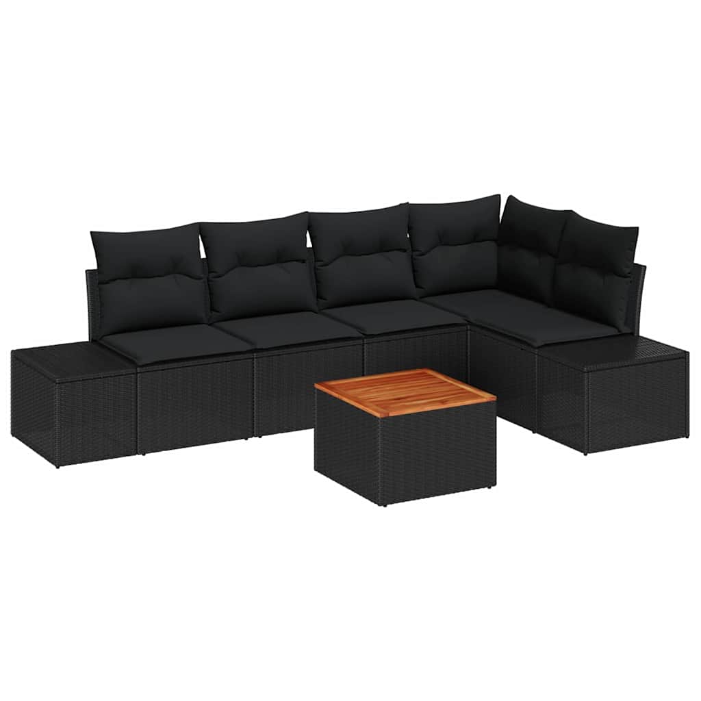 Gartensofa-set 6 stk. Schwarz Poly-Rattan