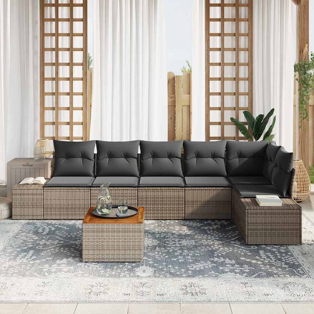 Gartensofa-set 7 Stk. Grau Poly-Rattan