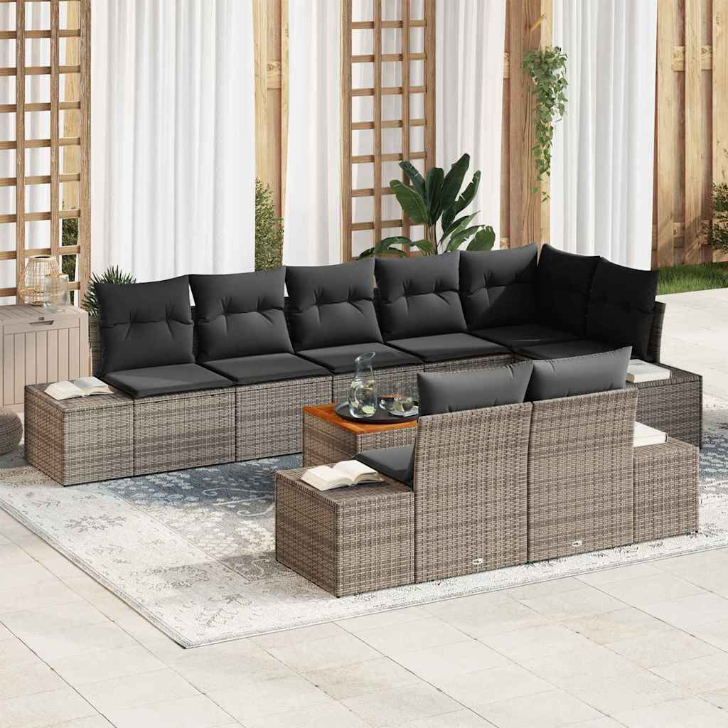 Gartensofa-set 9 Stk. Grau Poly-Rattan