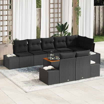 Gartensofa-set 9 stk. Schwarz Poly-Rattan