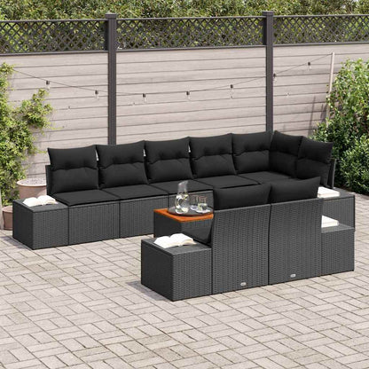 Gartensofa-set 9 stk. Schwarz Poly-Rattan