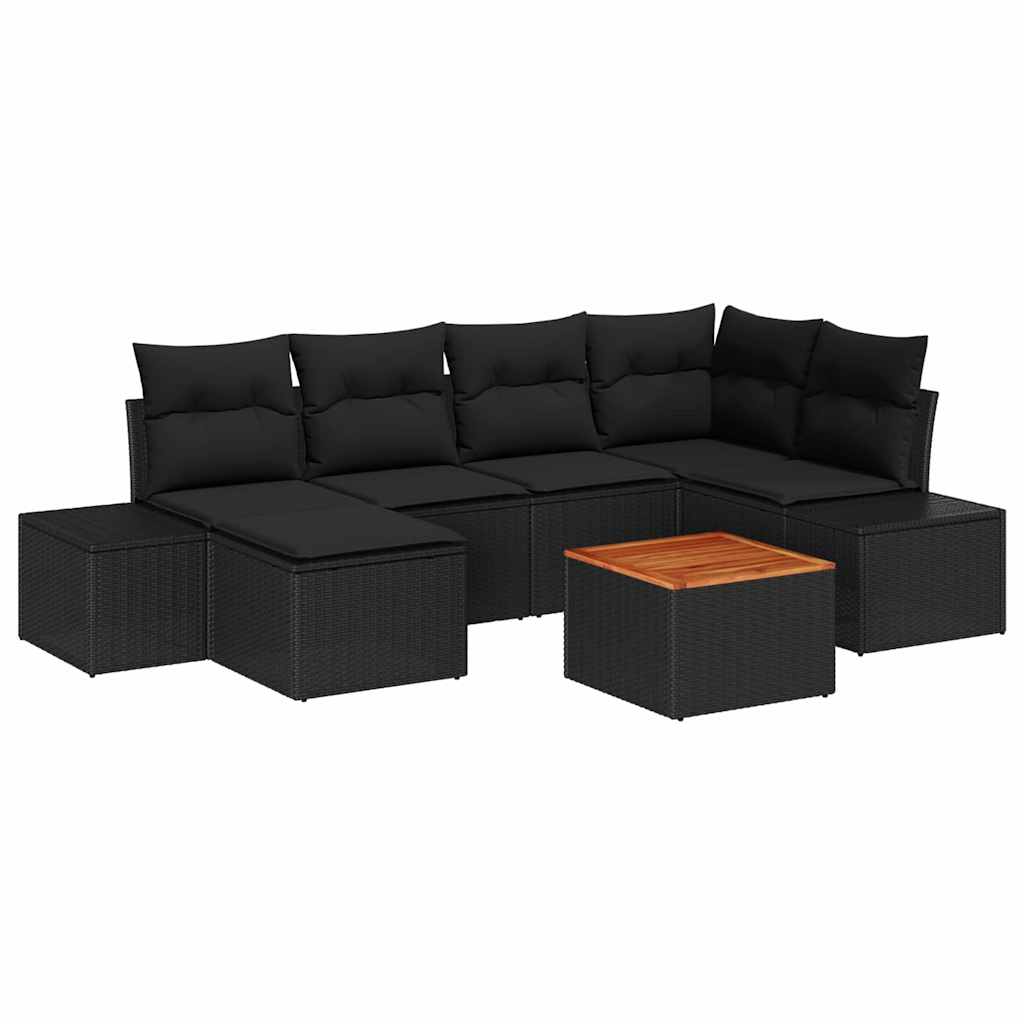 Gartensofa-set 7 stk. Schwarz Poly-Rattan