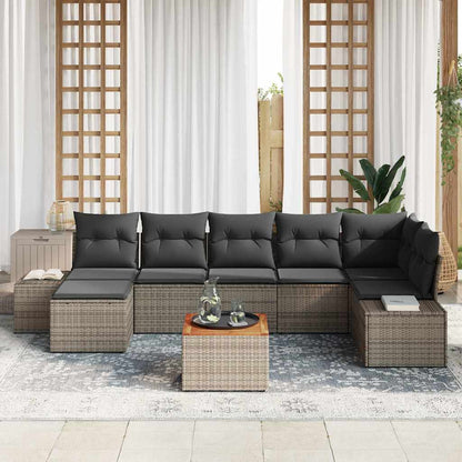 Gartensofa-set 8 stk. Grau Poly-Rattan