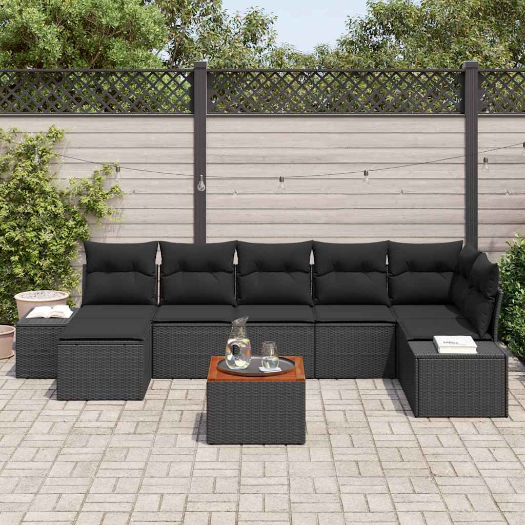 Gartensofa-set 8 stk. Schwarz Poly-Rattan