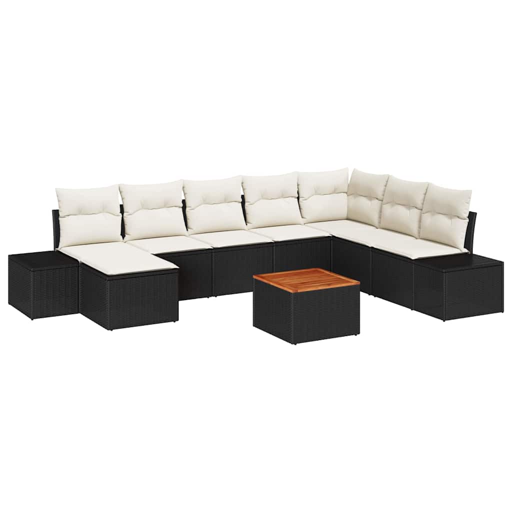 Gartensofa-set 9 stk. Schwarz Poly-Rattan