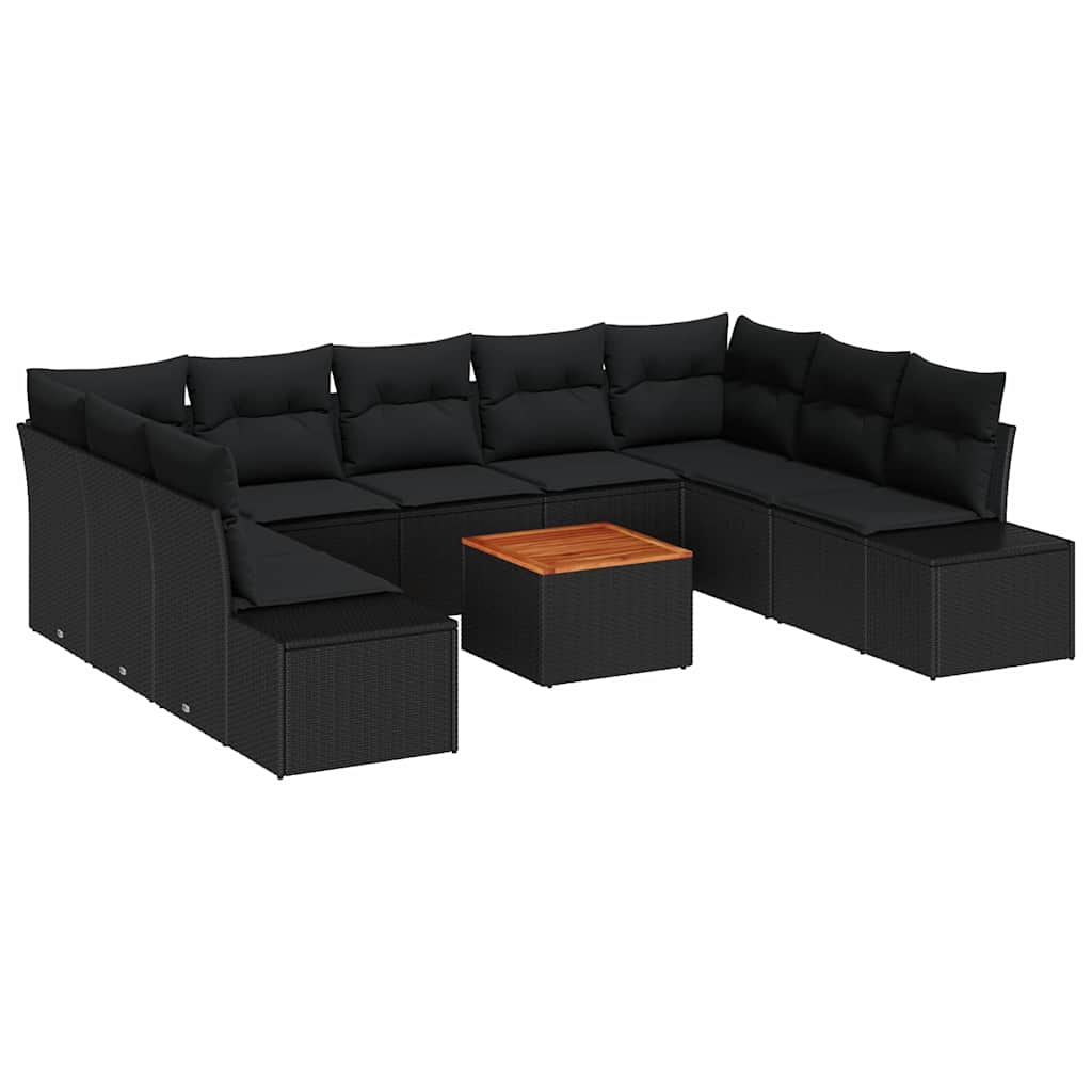 Gartensofa-set 10 stk. Schwarz Poly-Rattan