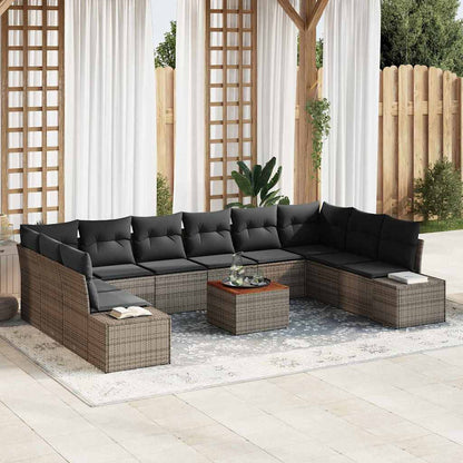 Gartensofa-set 11 stk. Grau Poly-Rattan