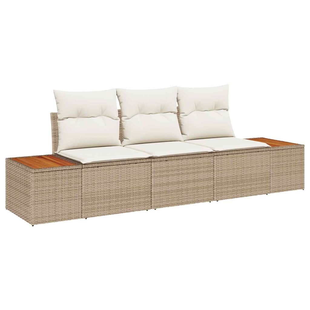 Gartensofa-set 3 stk. Beige Poly-Rattan