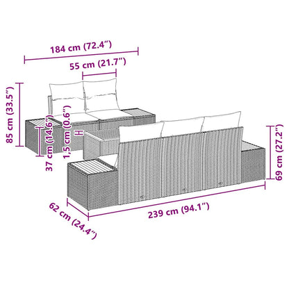 Gartensofa-set 6 stk. Beige Poly Rattan