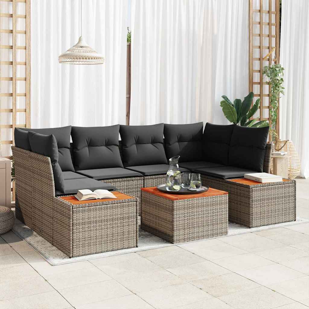 Gartensofa-set 6 Stk. Grau Poly Rattan
