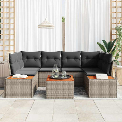 Gartensofa-set 6 stk. Grau Poly Rattan