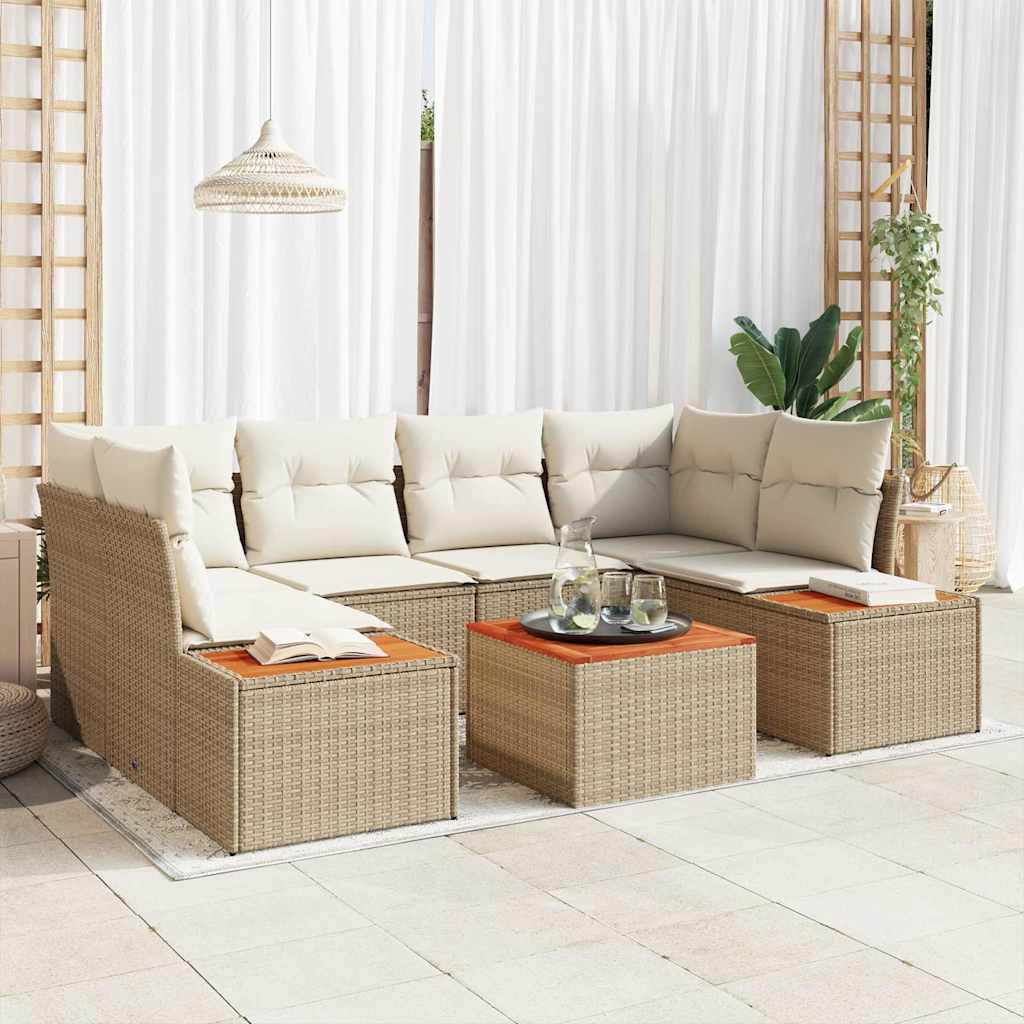 Gartensofa-set 6 stk. Beige Poly Rattan
