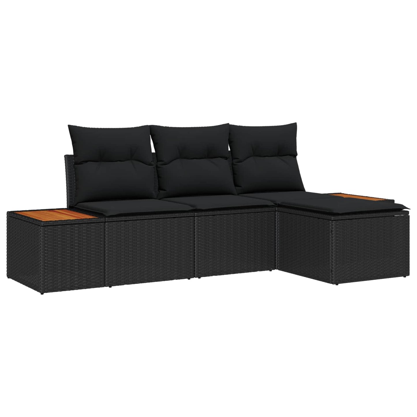 Gartensofa-set 4 stk. Schwarz Poly-Rattan