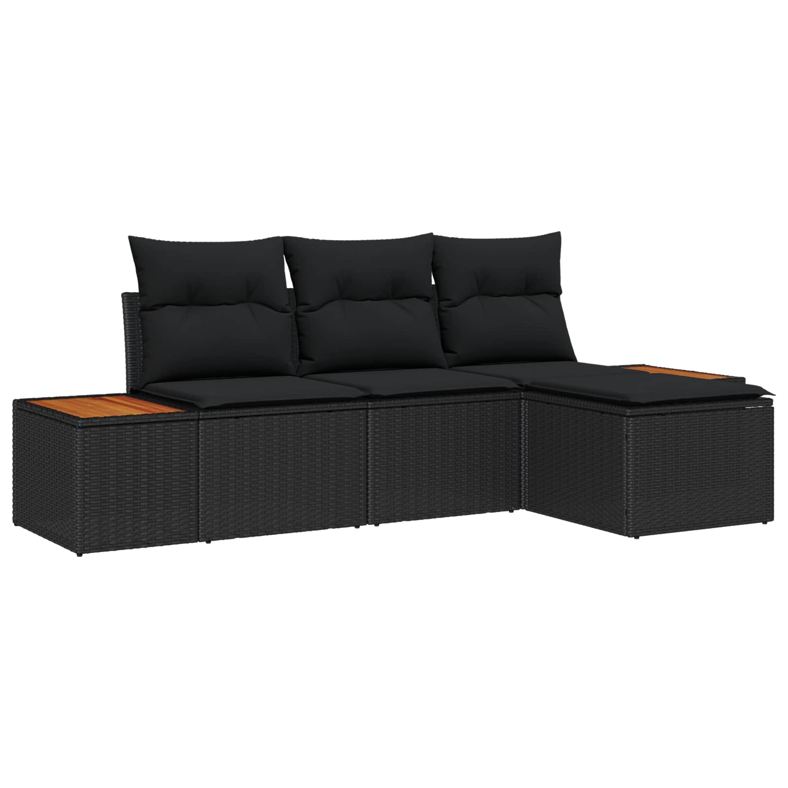 Gartensofa-set 4 stk. Schwarz Poly-Rattan