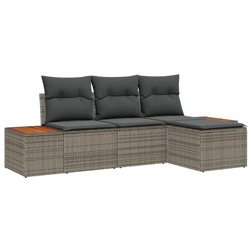 Gartensofa-set 4 stk. Grau Poly-Rattan