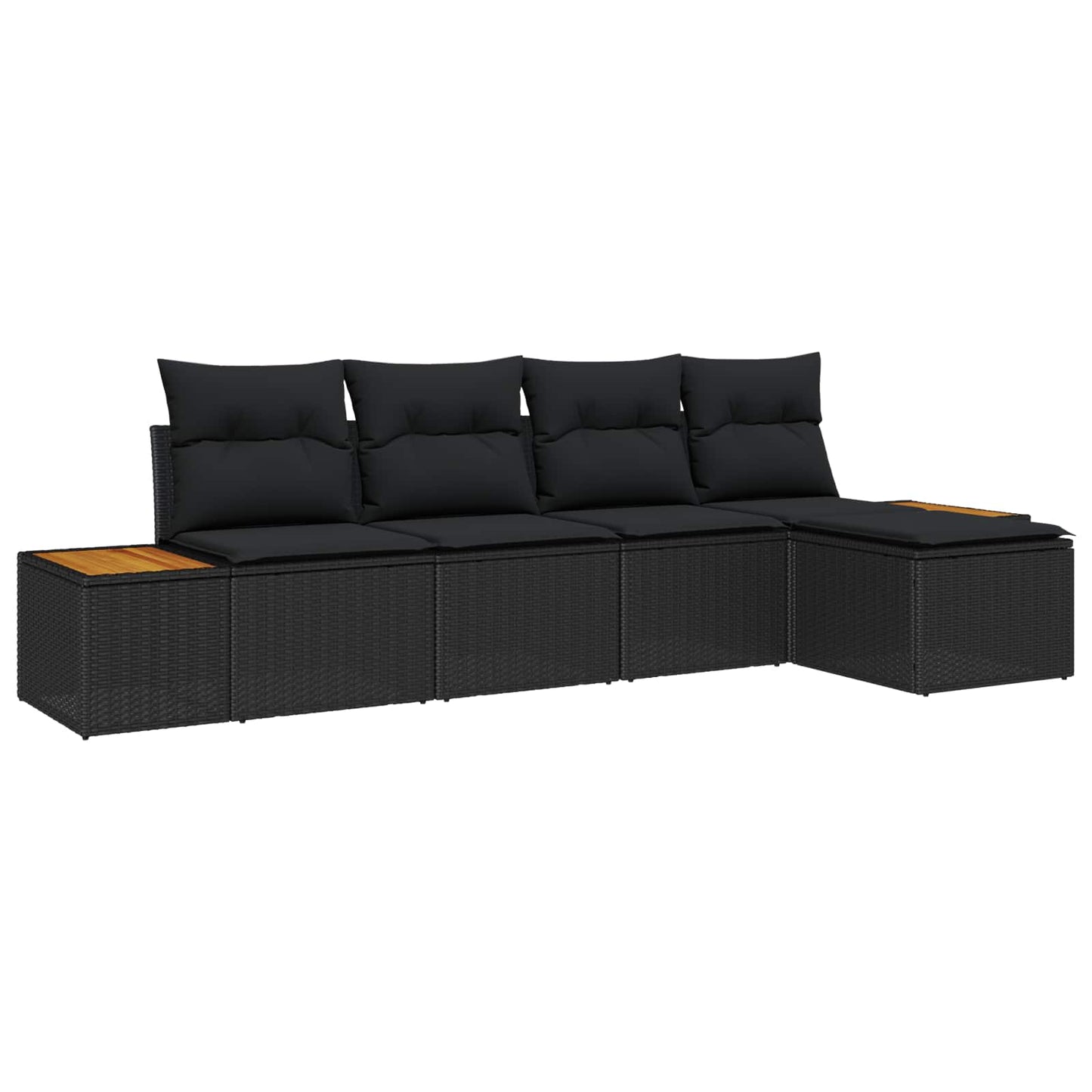 Gartensofa-set 5 stk. Schwarz Poly Rattan