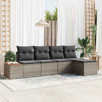 Gartensofa-set 5 stk. Grau Poly Rattan