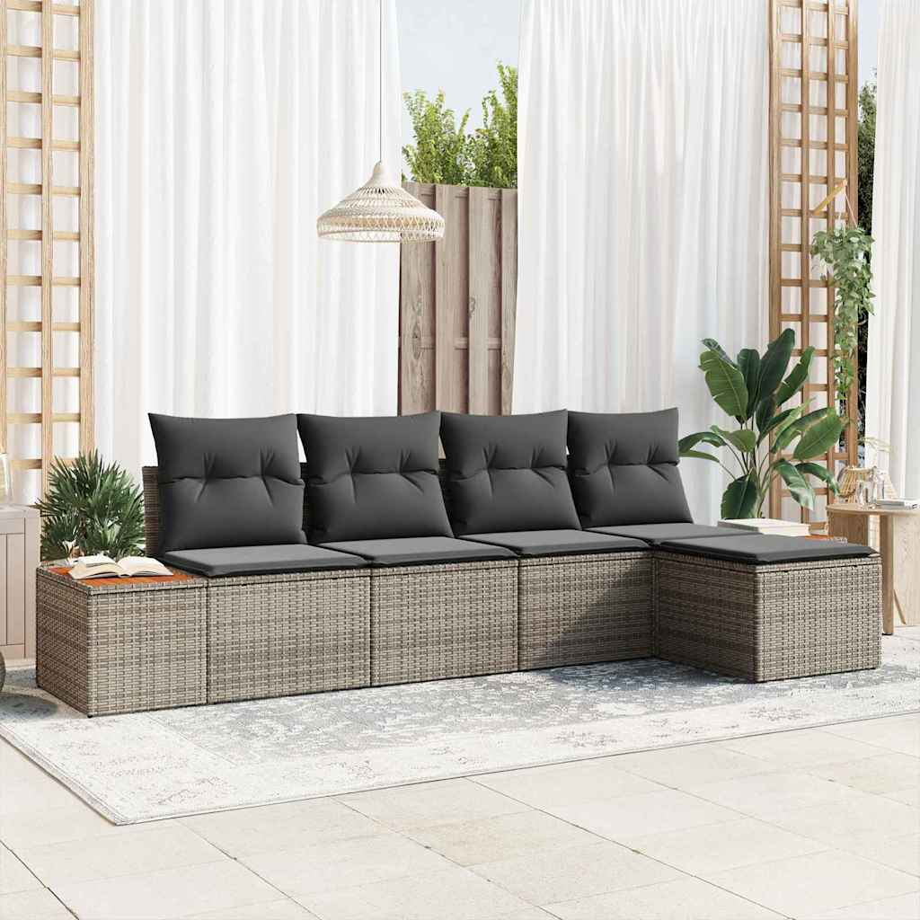 Gartensofa-set 5 Stk. Grau Poly Rattan