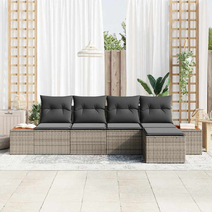 Gartensofa-set 5 stk. Grau Poly Rattan