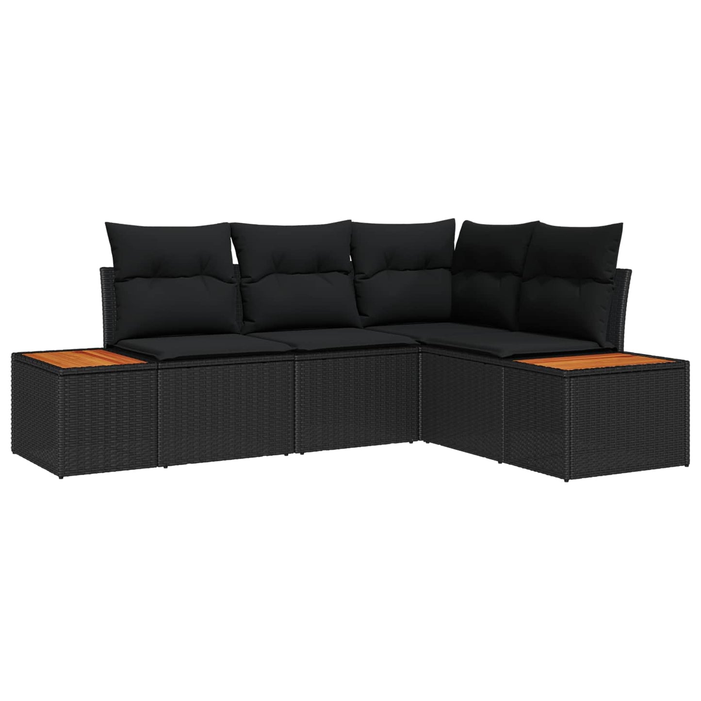 Gartensofa-set mit Kissen 5 pcs Schwarz Poly Rattan