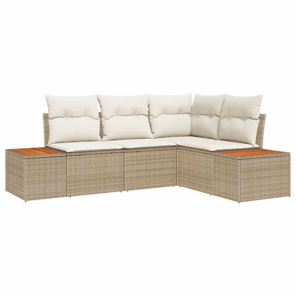 Gartensofa-set 5 stk. Beige Poly Rattan