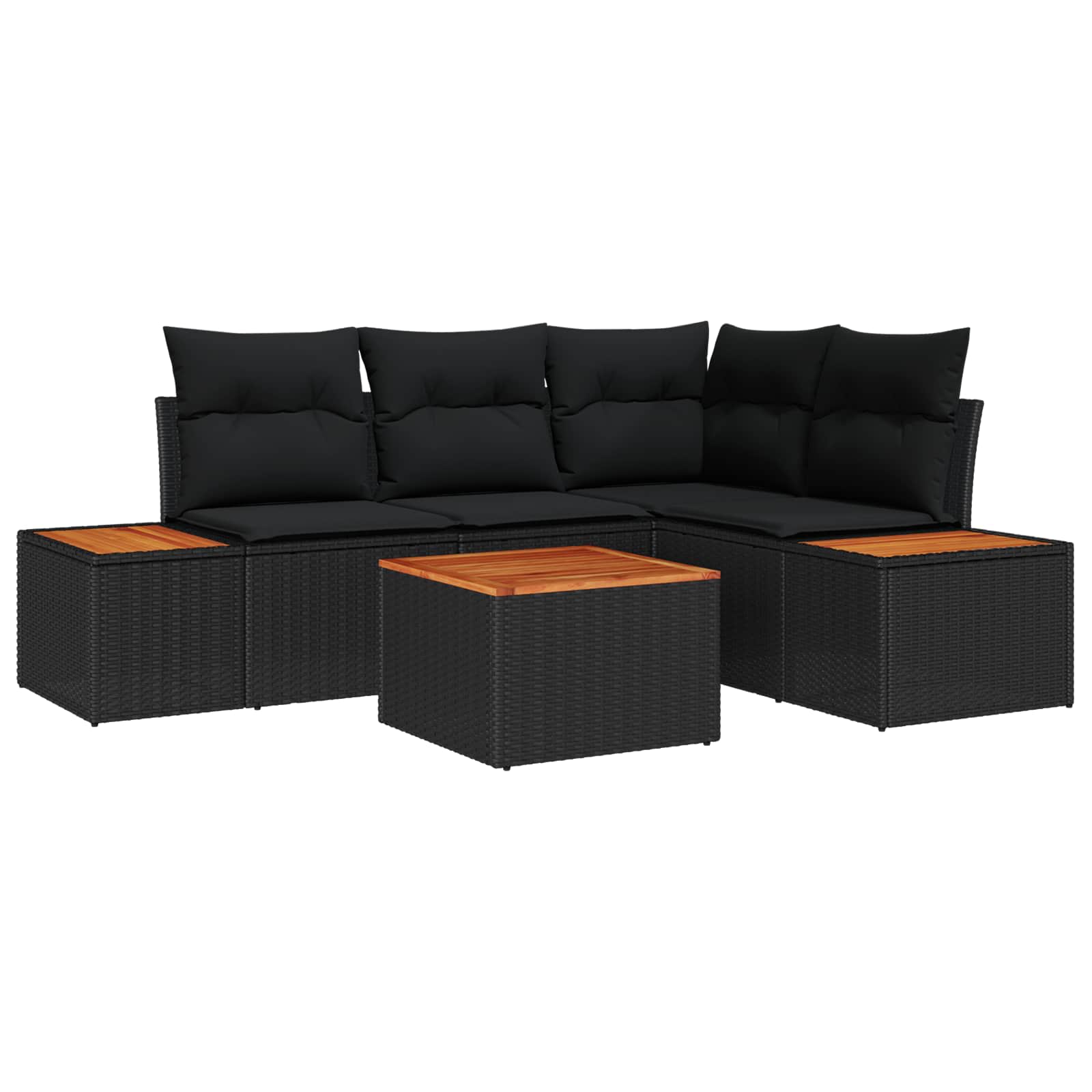 Gartensofa-set 5 Stk. Schwarz Poly Rattan