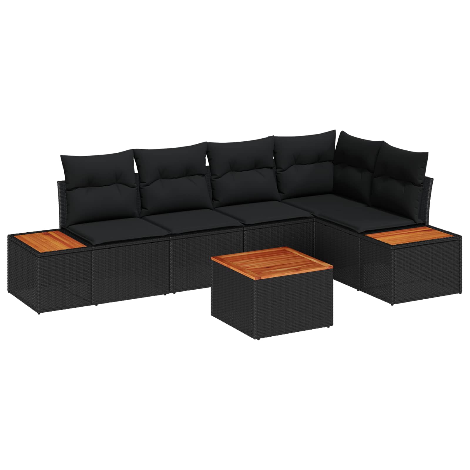 Gartensofa-set 6 stk. Schwarz Poly Rattan