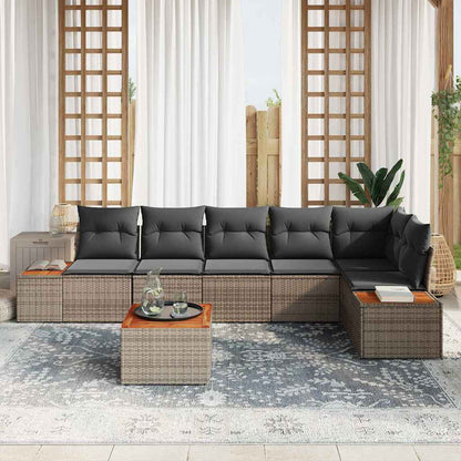 Gartensofa-set 7 stk. Grau Poly Rattan