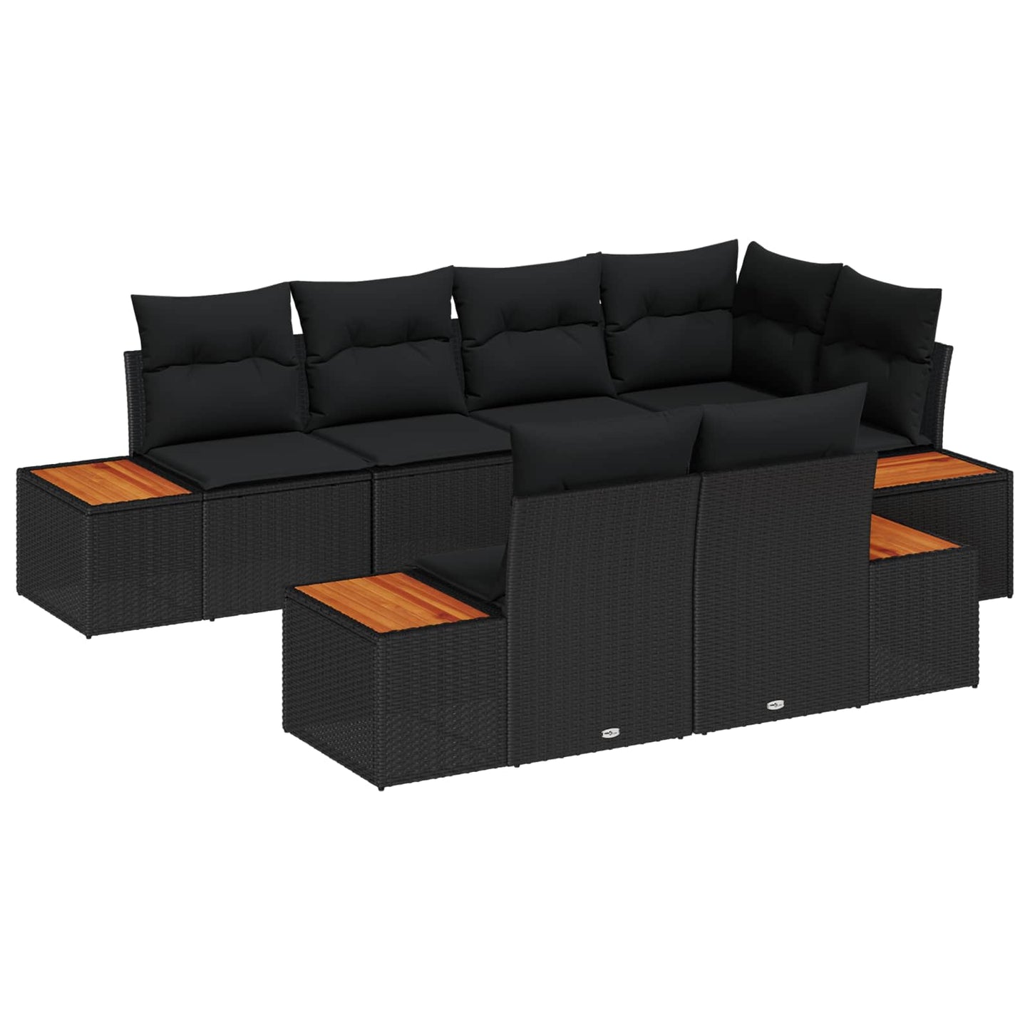 Gartensofa-set 7 stk. Schwarz Poly-Rattan