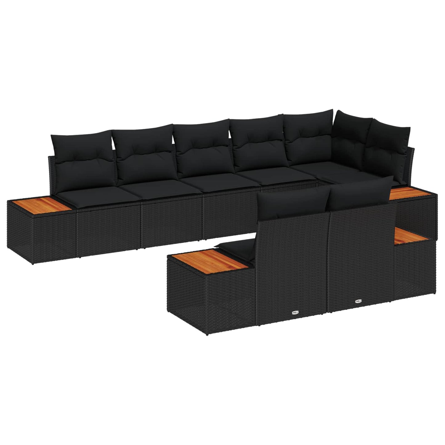 Gartensofa-set 8 stk. Schwarz Poly Rattan