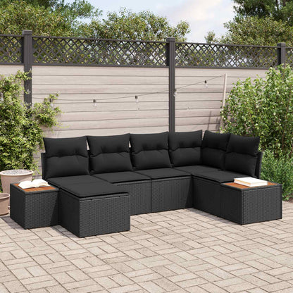 Gartensofa-set 6 stk. Schwarz Poly-Rattan