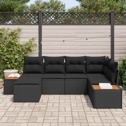 Gartensofa-set 6 stk. Schwarz Poly-Rattan