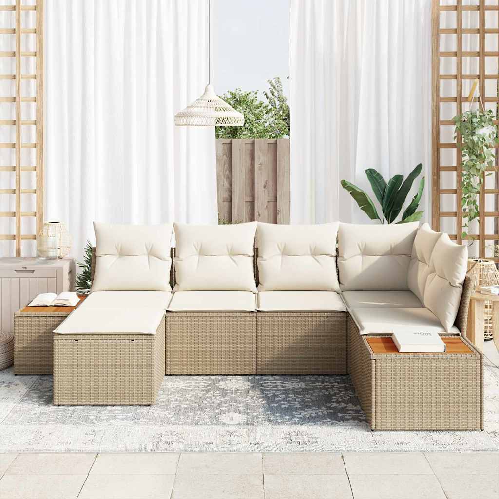 Gartensofa-set 6 stk. Beige Poly-Rattan
