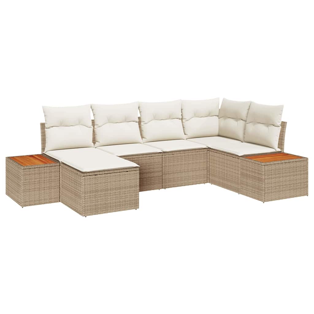 Gartensofa-set 6 stk. Beige Poly-Rattan