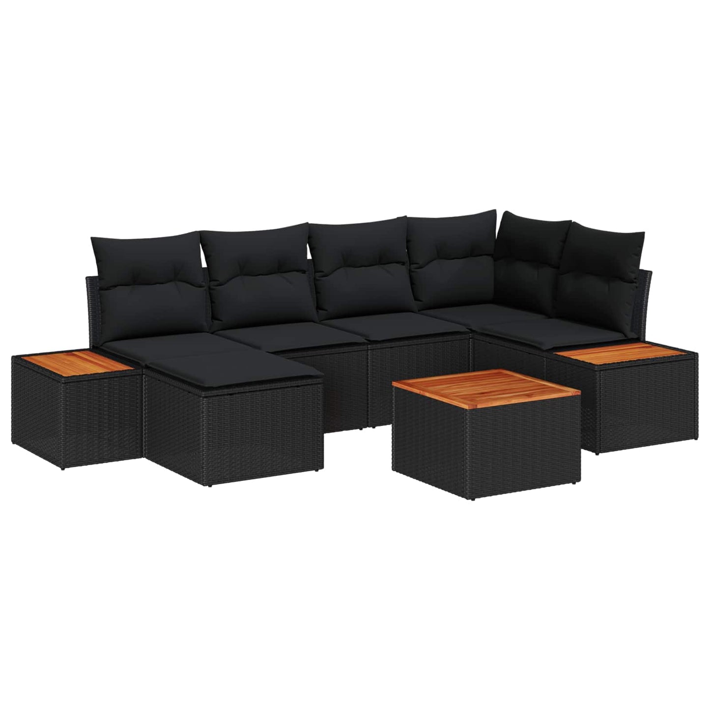 Gartensofa-set 7 stk. Schwarz Poly-Rattan