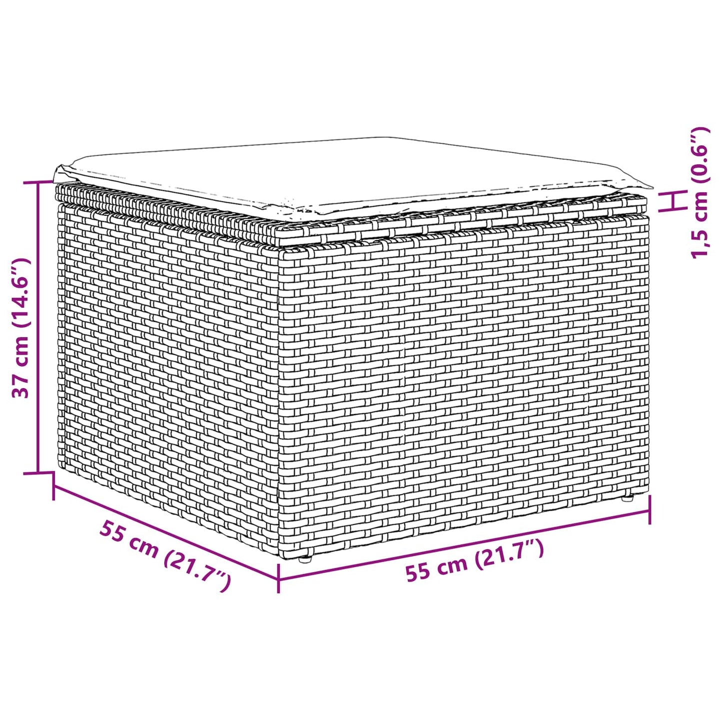 Gartensofa-set 7 stk. Schwarz Poly-Rattan