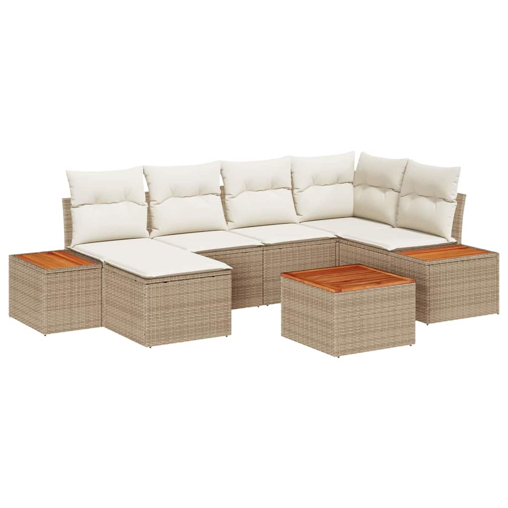 Gartensofa-set 7 stk. Beige Poly-Rattan