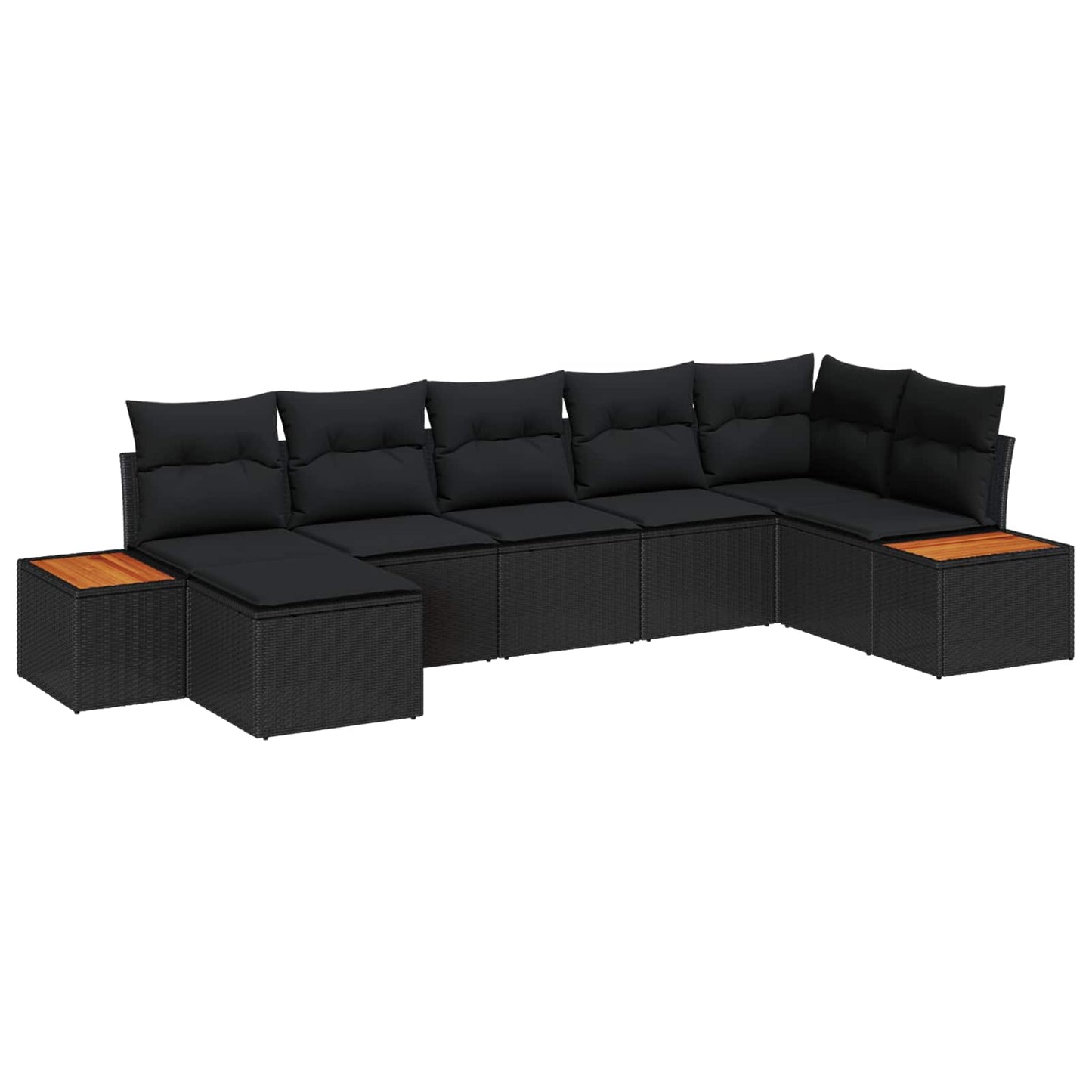 Gartensofa-set 7 stk. Schwarz Poly Rattan