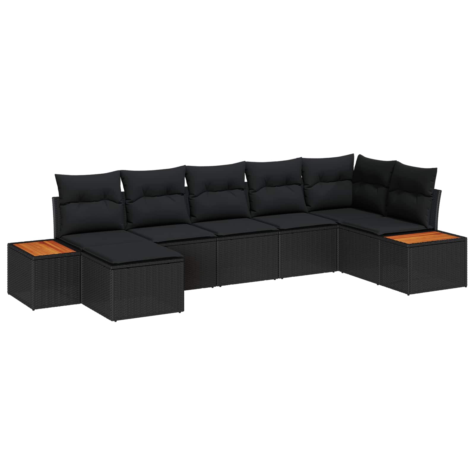 Gartensofa-set 7 stk. Schwarz Poly Rattan