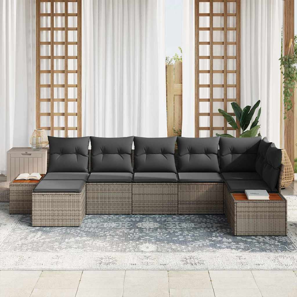 Gartensofa-set 7 Stk. Grau Poly Rattan