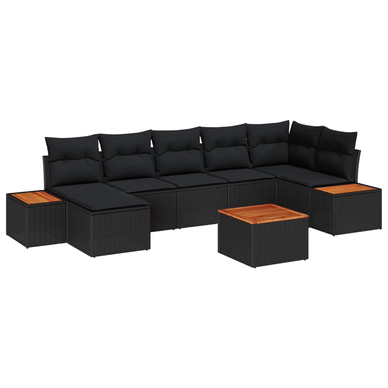 Gartensofa-set 8 stk. Schwarz Poly Rattan