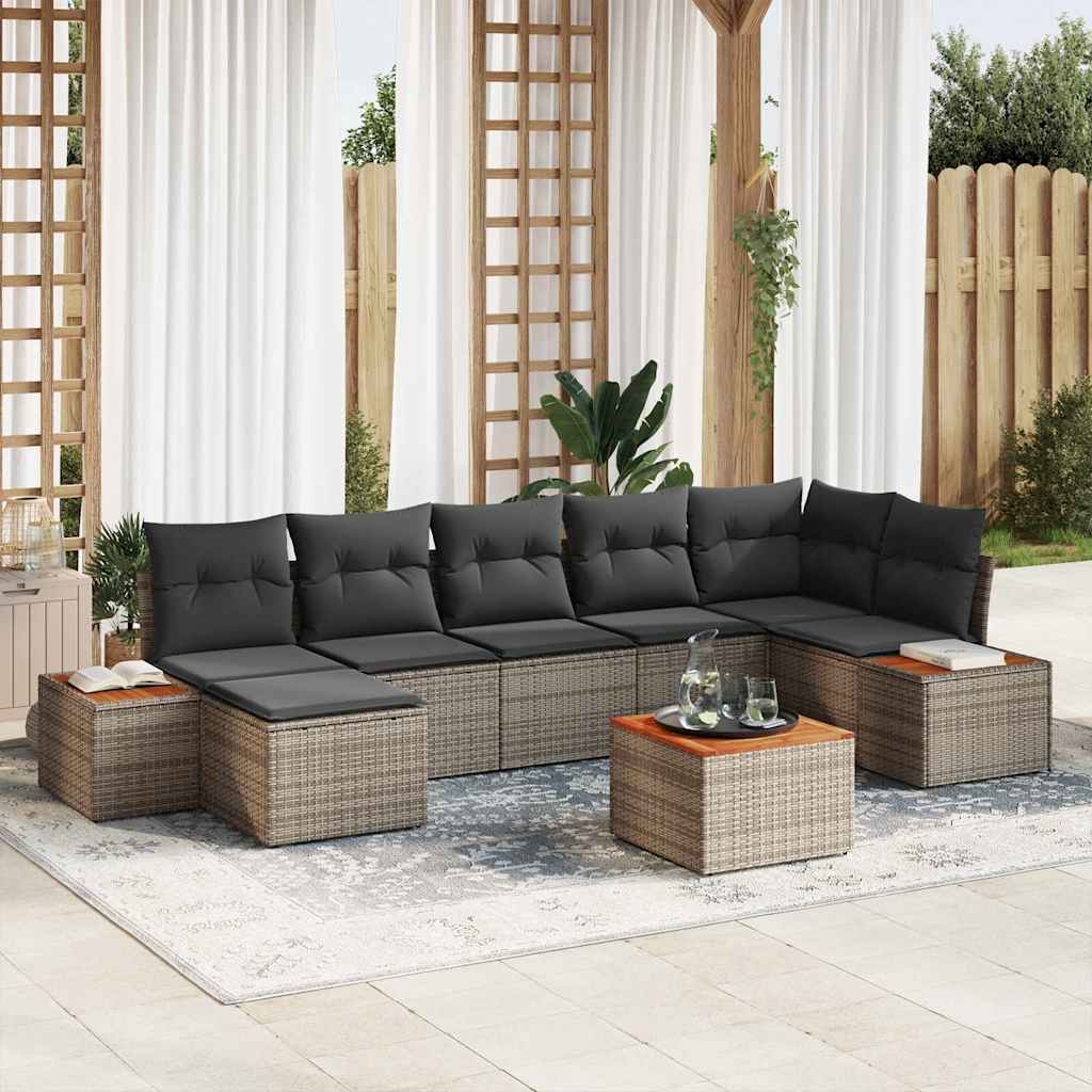 Gartensofa-set 8 Stk. Grau Poly Rattan