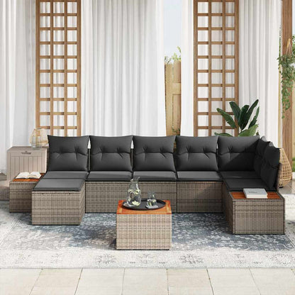 Gartensofa-set 8 stk. Grau Poly Rattan