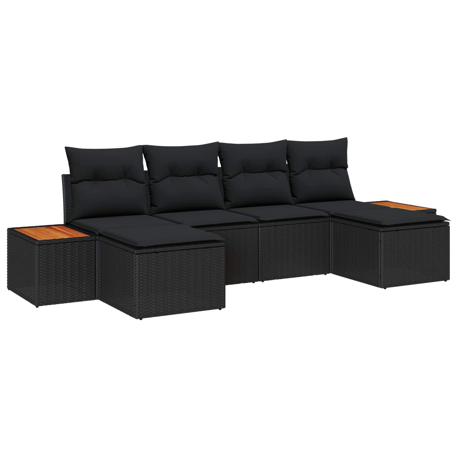 Gartensofa-set 6 stk. Schwarz Poly-Rattan